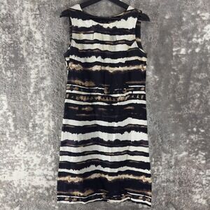 Chapter One Size 6 Linen Blend Striped Abstract Fit‎ Flared Dress Sleeveless Tie